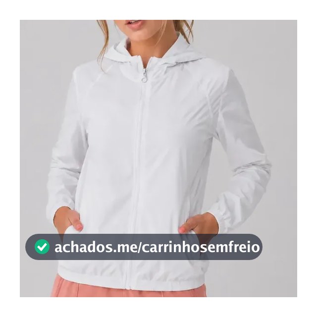 Jaqueta Feminina Iz Corta Vento Ultra Leve Com Capuz 2026 Branco M Liso