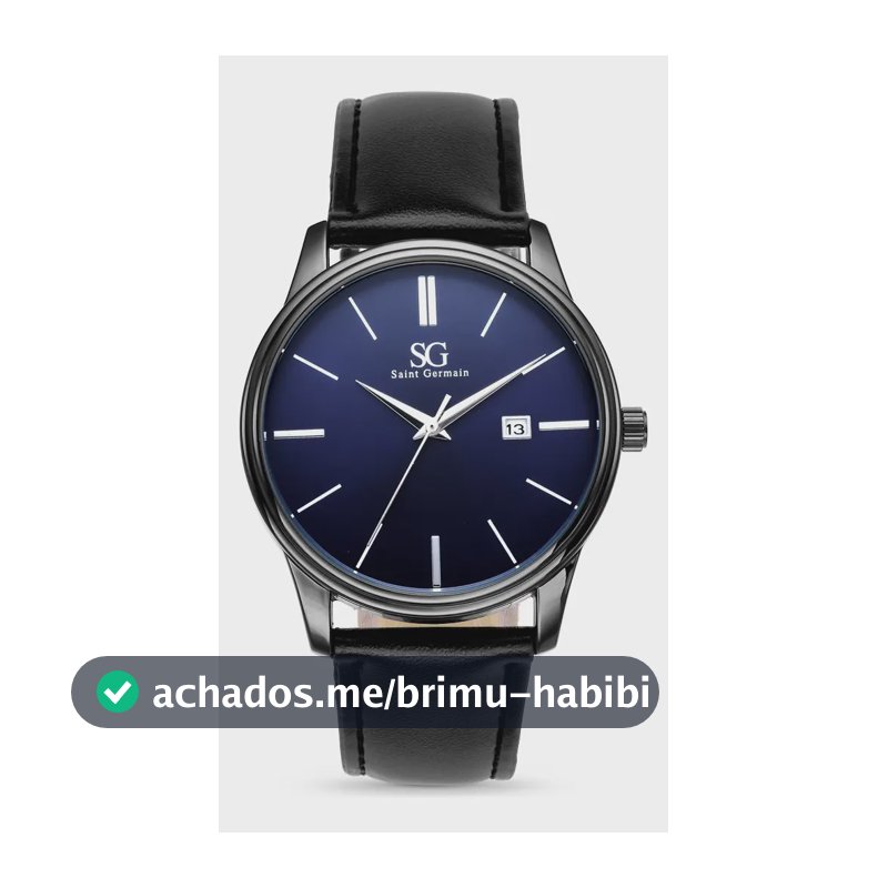 Relógio Masculino Couro Azul Caixa Prata Saint Germain 42mm Preto Azul-marinho