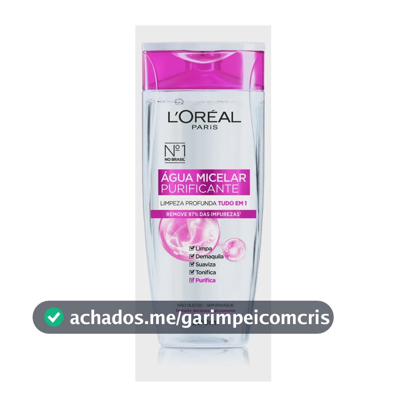 Água Micelar Solução de Limpeza 5 em 1 Limpa, Demaquila, Purifica, Suaviza e Reequilibra, Cuidado Diário para Todos os Tipos de Peles L'Oréal Paris 200ml