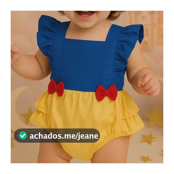 Jardineira Branca De Neve Com Laço Mesversário Roupa Menina