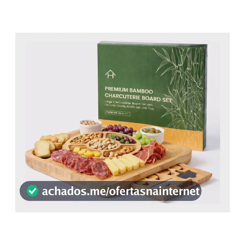 Tábua Para Queijo E Frios De Bambu, Petisqueira, Facas. Bege