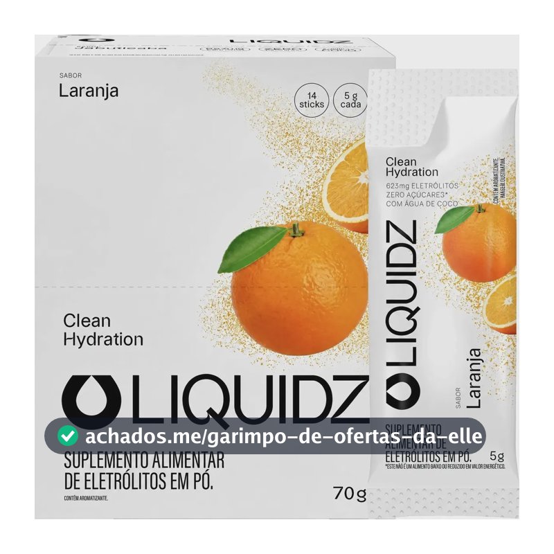 Liquidz® Eletrólitos Zero Açúcar - Sabor Laranja - 14 Sachês