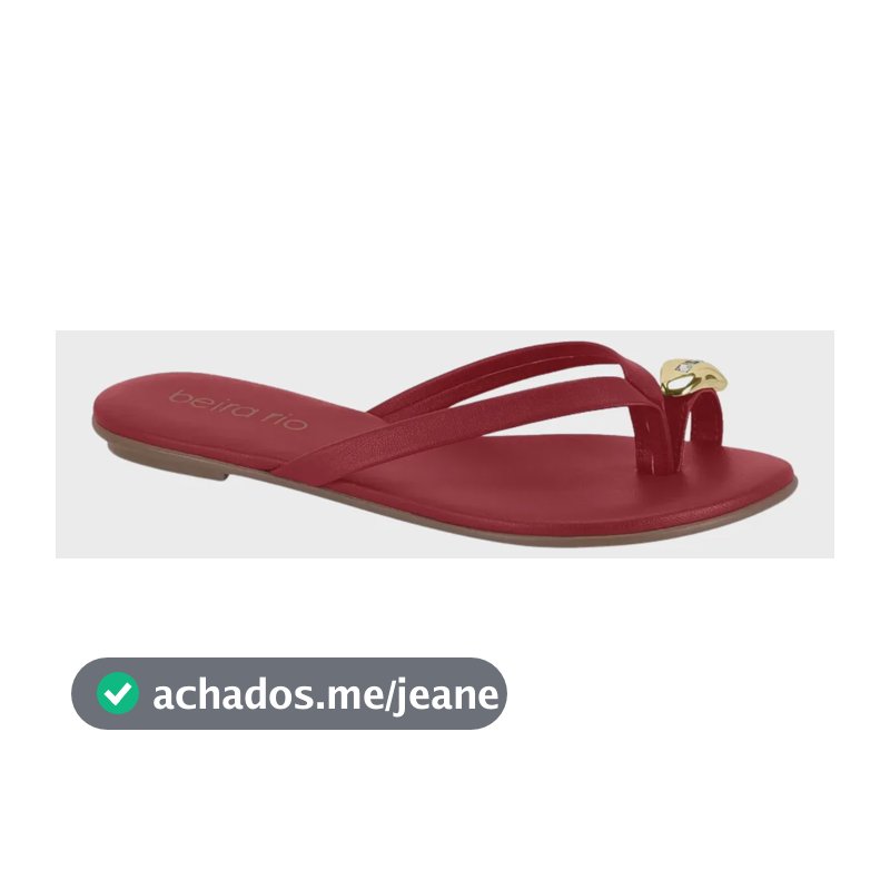 Rasteira Beira Rio Feminina Detalhe Dourado Dedão Original Cherry 35 Br