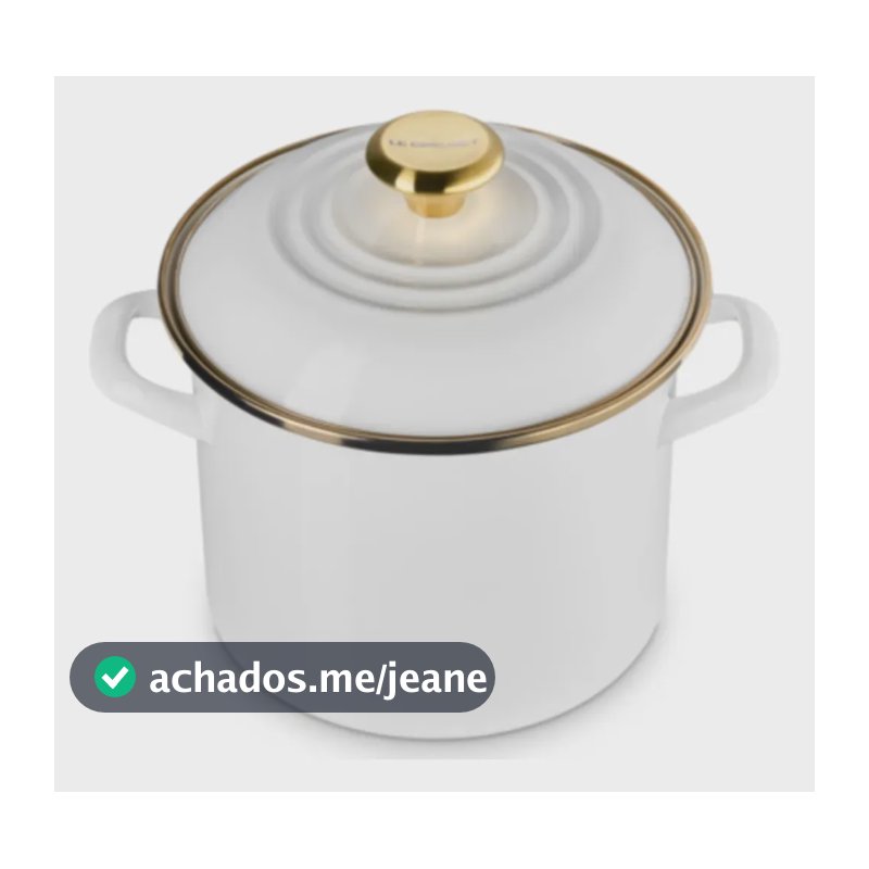 Stockpot Le Creuset 5,7l 20cm Em Aço Esmaltado Branco Com Puxador Dourado