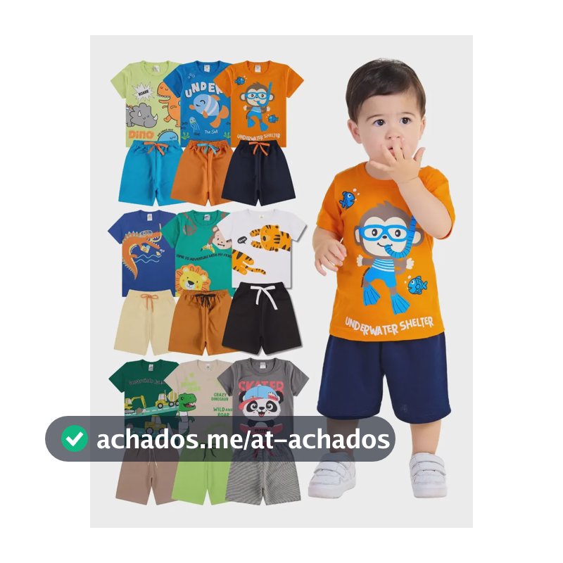 Kit 6 Peças De Roupas De Bebê Menino Algodão Verão Fofos Kit 3 Conjuntos Sortidos 2 - Veste 1 Ano
