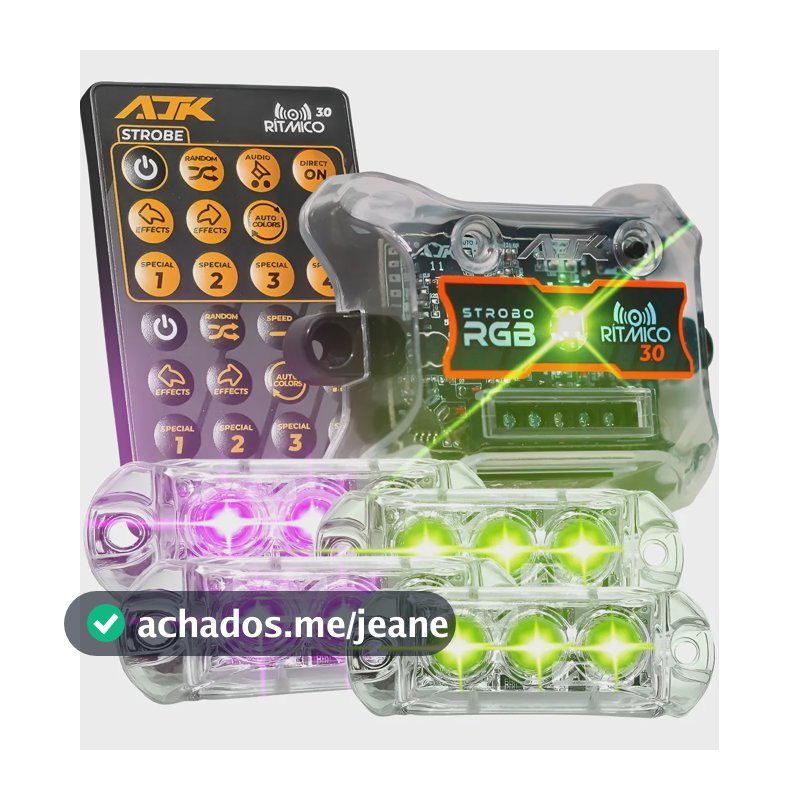 Lâmpada Led Ajk Strobo Rítmico 3.0 6w 4 Faróis Rgb + Central Fio Rgb
