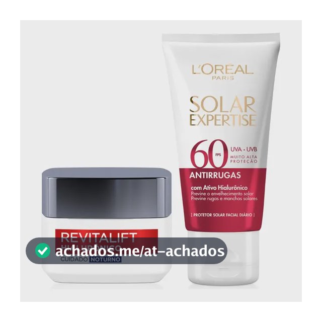 Kit Revitalift Hialurônico + Solar Expertise Antirrugas FPS60 L'Oréal Paris