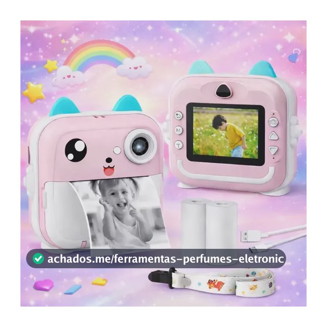 Câmera Digital Infantil Impressão Instantânea Dorama Foto Video Jogos Cor Câmera Polaroid Rosa