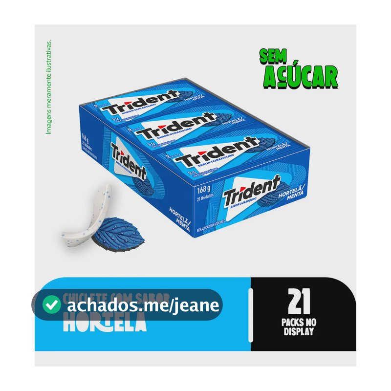 Chiclete Trident Hortelã Sem Açúcar Caixa 21 Unid. 168 g