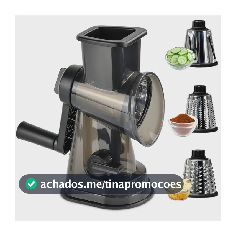 Lumai Ralador Fatiador Cortador De Legumes Queijos Verduras De Cozinha Com Manivela Livre 3 Tubos Inox Para Diferentes Cortes - Base De Fixação Ventosa - Proteção Para Dedos - Qualidade Internacional