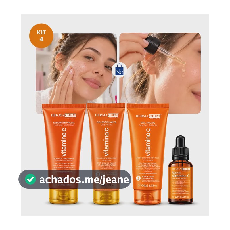 Kit Skincare Dermachem Vitamina C 4 Passos Facial Completo