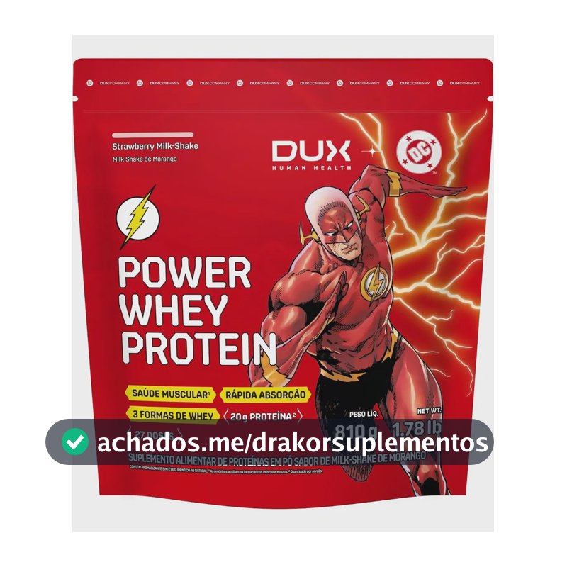 Whey Protein Dux Company Power Nutrition 810g Milkshake De Morango