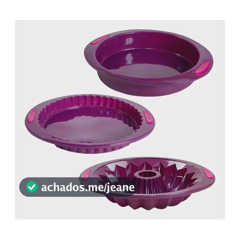 Kit 3 Formas De Silicone Para Bolos Pudim Torta Moda Do Chef Cor Roxo