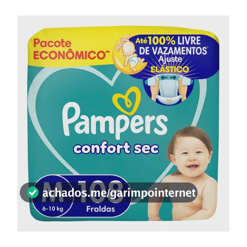 Fralda Pampers Confort Sec Tamanho M, 108 Un