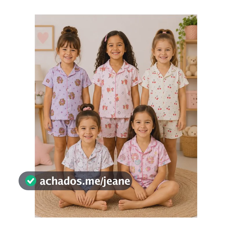 Pijama Americano Infantil Menina Menino Diversas Estampas Menina Curto Sortido 4