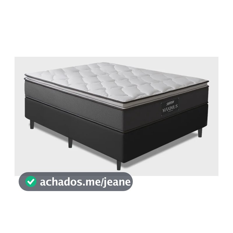 Cama Box Casal Colchão Gazin Molas Ensacadas Pillow Maximus Cinza/branco