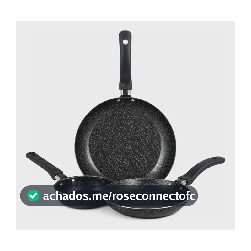 Jogo De Frigideiras Francesas 3 Peças 14 18 24cm Preto Nacional