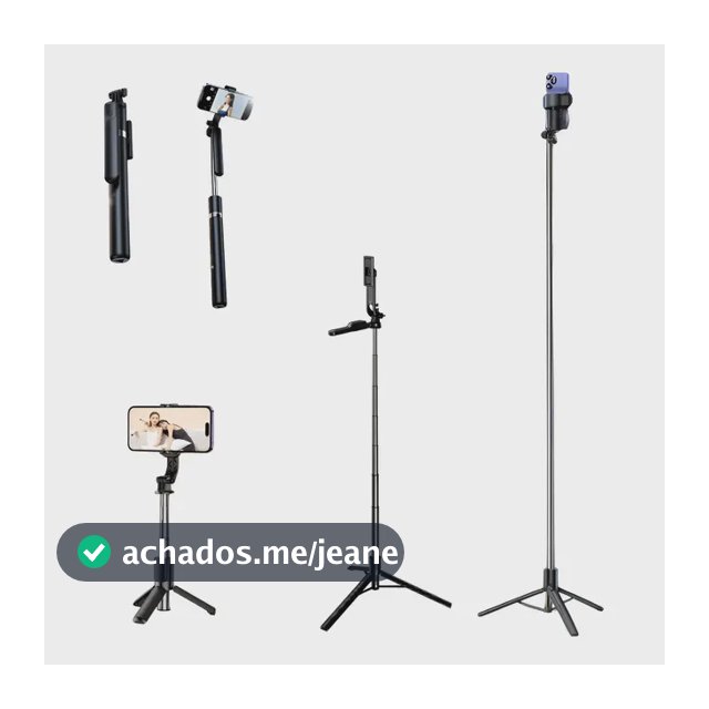 Tripé / Bastão Para Celular Portátil Até 1,70 M Com Controle Preto