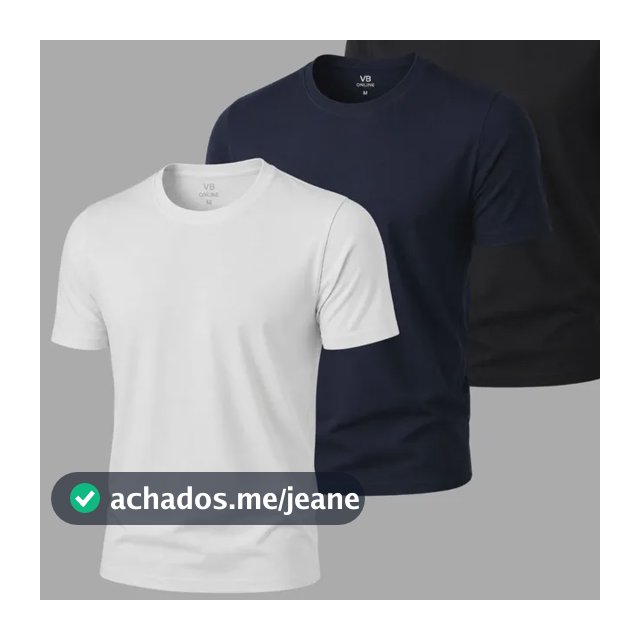 Kit 3 Camisetas Vb Online Gola Redonda Algodão Egípcio
