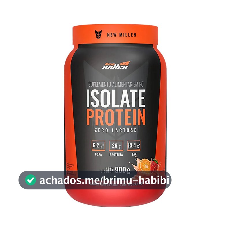 Proteína bovina isolada New Millen Whey Zero Lactose Isolate em pó sabor tangerina com morango x 900g