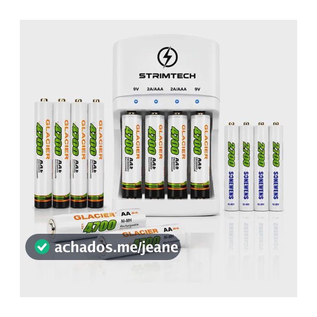Kit 8 Pilhas Recarregáveis Aa Aaa Carregador Rápido Bivolt 127/220v