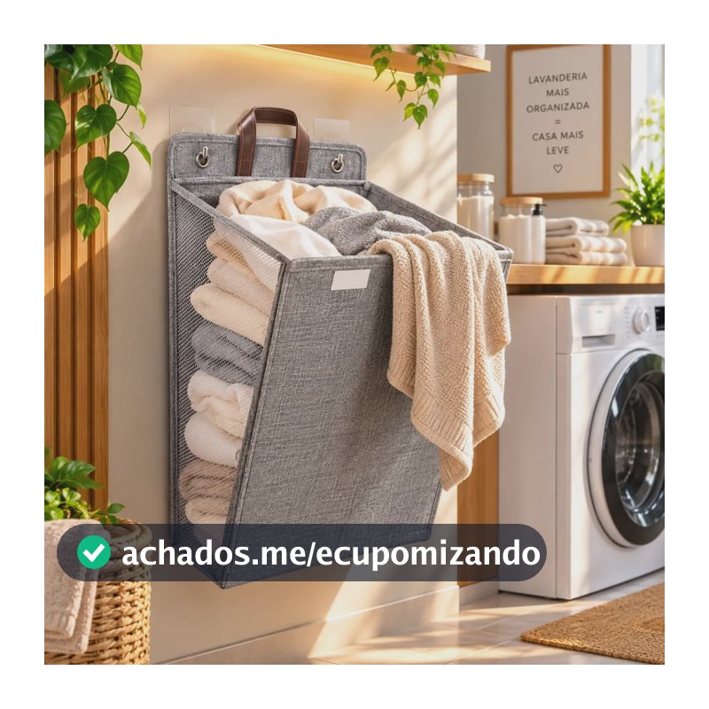 Cesto Organizador E De Roupa Suja Dobrável Com Tampa Premium Cinza-escuro Liso Estilo Premium Com Telinha Lateral