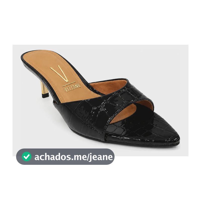 Vizzano Sandália Feminina Bico Fino Verniz Estilo Moderno Preto 37 Br