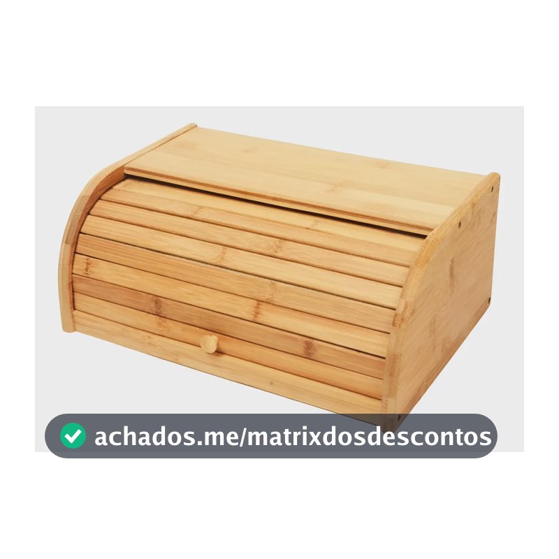 Porta Pão Bambu Com Tampa Retrátil Cor Bege Liso Casa Laura Enxovais