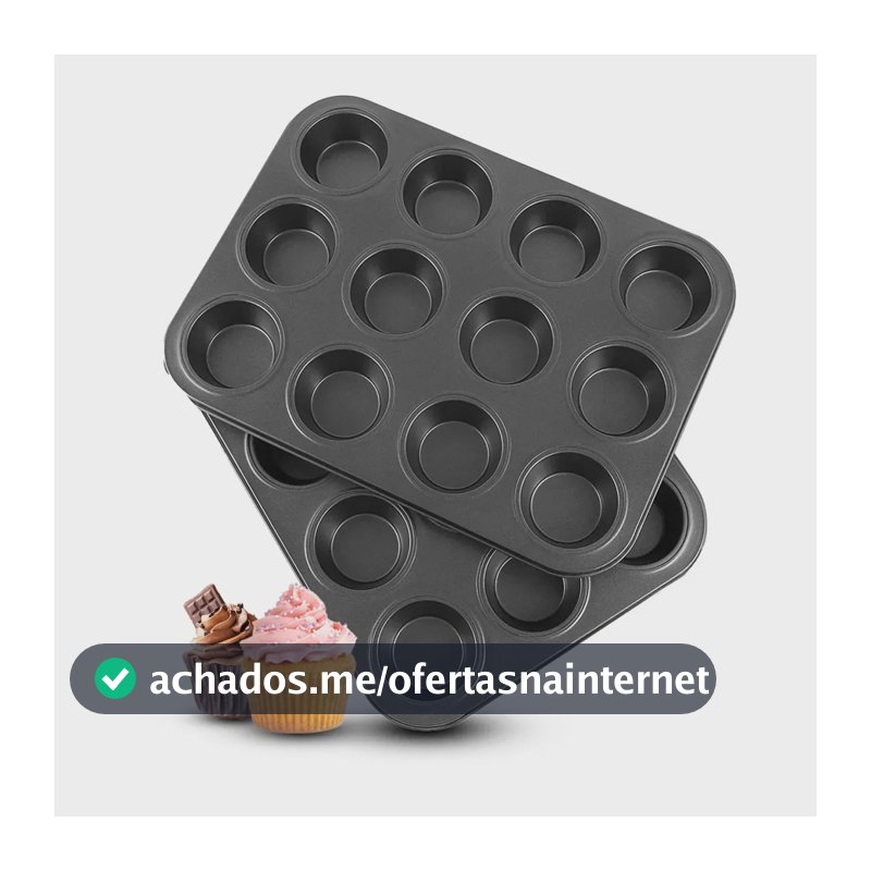 Kit 2 Forma Assadeira Faz Cupcake Pão De Queijo Empada 12 Cavidades De Teflon Antiaderente Lecom Shop
