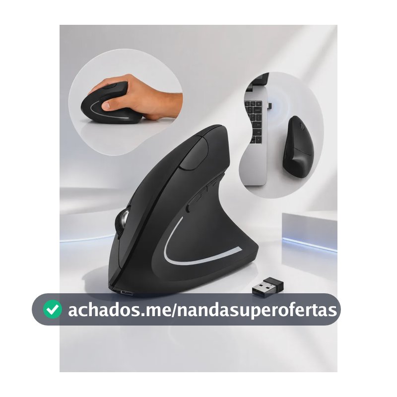 Mouse Vertical Ergonômico Recarregável Sem Fio Bluetooth Led Usb 2.4g 1600 Dpi Silencioso Portátil