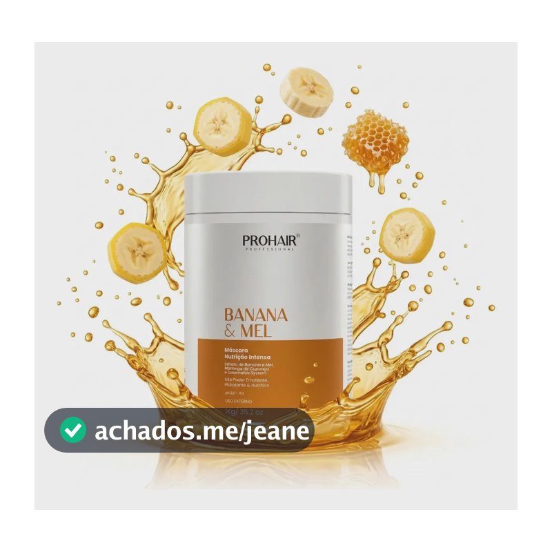 Máscara Nutrição Intensa Banana e Mel Prohair 1kg Efeito Teia Cabelos Macios Brilhosos Hidratação Profunda Reconstrução Capilar Manteiga de Cupuaçu Profissional