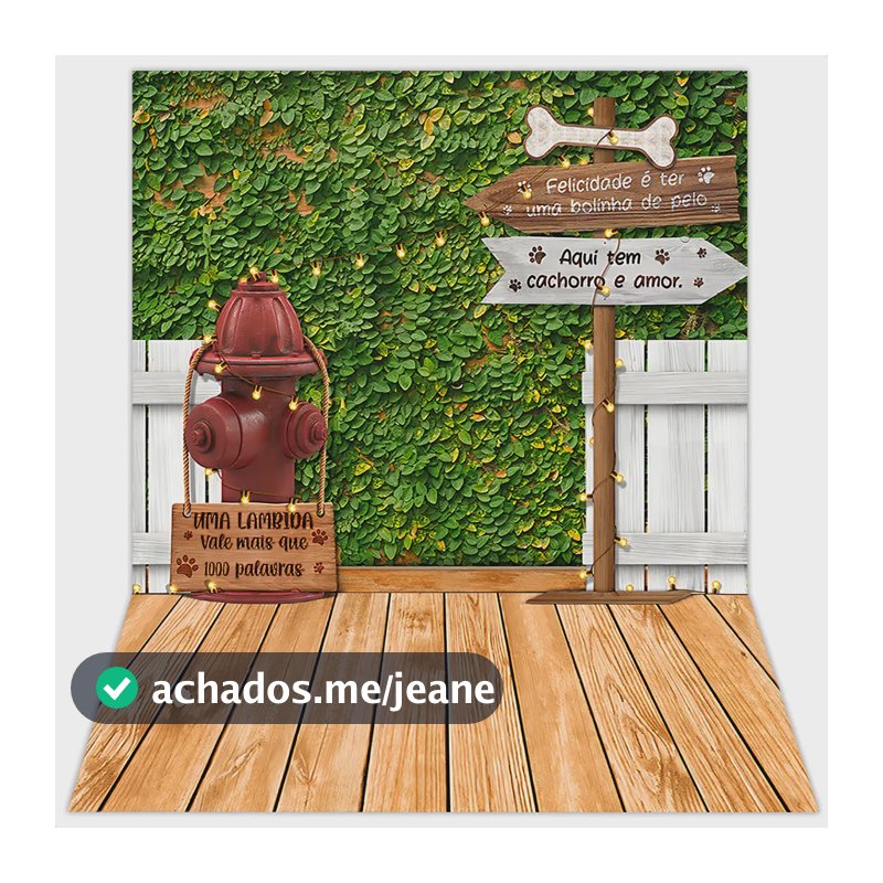 Fundo Fotográfico Pet Shop Cenário Tecido 1,20x1,70 Vertical Desenho Impresso Pet Shop Jardim Pet-43