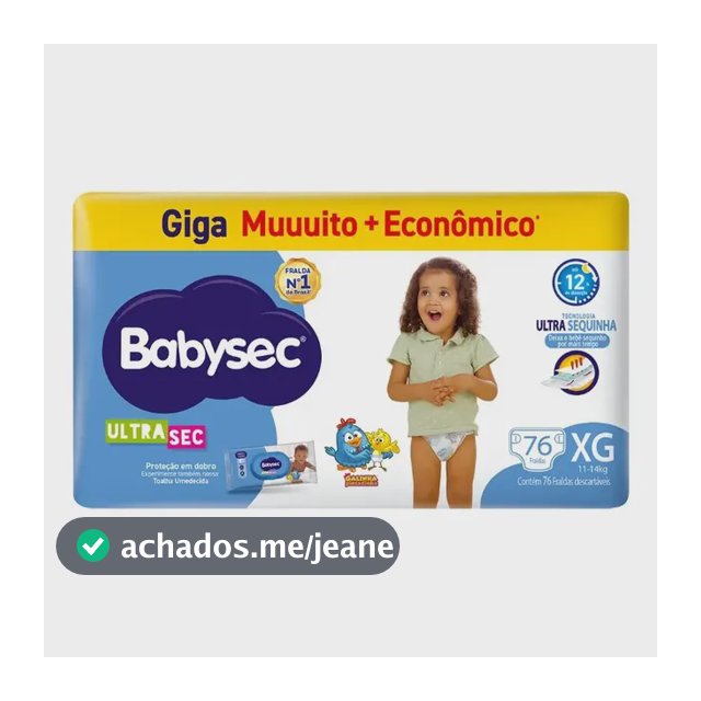 Fralda Babysec Ultra Giga Xg 76 Unidades