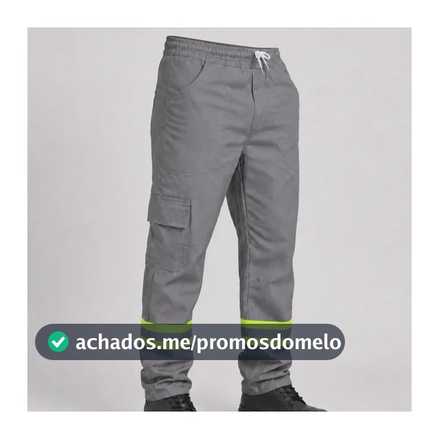 Calça Uniforme Trabalho Brim Pesado Com Faixa Refletiva