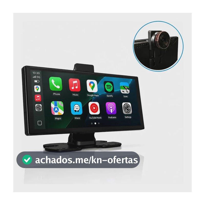 Central Multimidia 10.26' C/ Câmera Dvr Android Auto Carplay Preto
