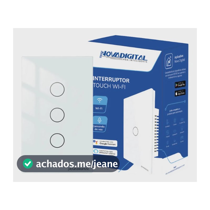 Interruptor Inteligente Wifi Novadigital 3 Teclas Botões Touch Tuya Smart Life Alexa Google 110v 220v Bivolt 4x2 Lite