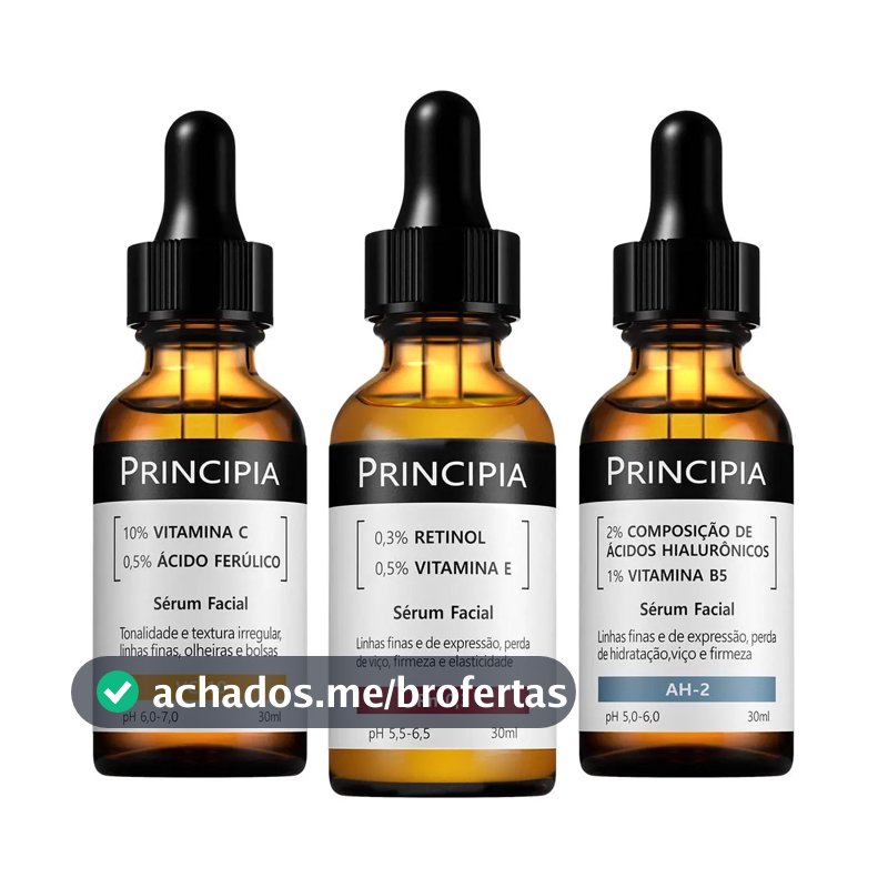 Principia Kit C/3 Séruns Vitamina C + Retinol + Hialurônicos
