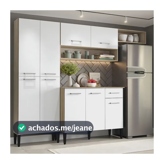 Cozinha Compacta Arizona Glam Carvalho com Branco Carraro