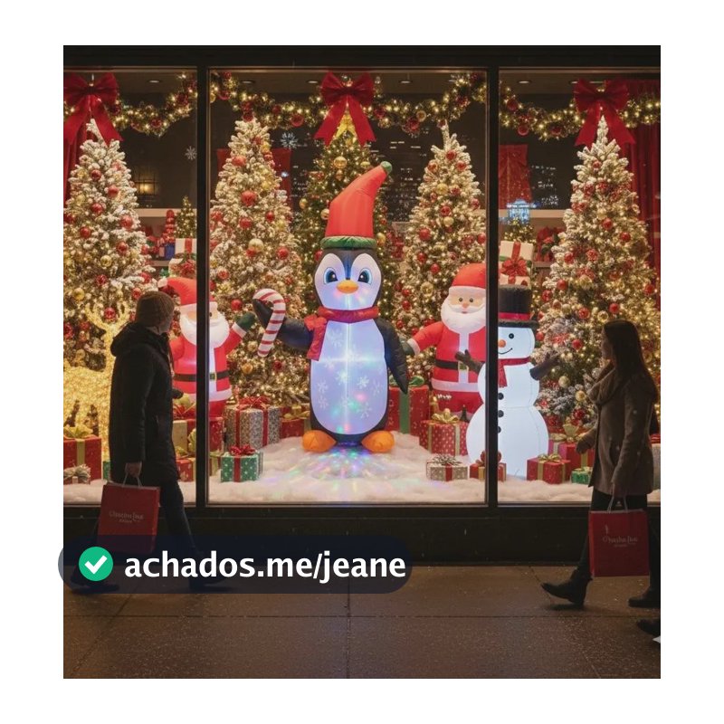 Boneco Natalino Pinguim De Natal Inflável 1,9m C/ Luz Led Infeite E Decoração De Casa P/natal Jardim