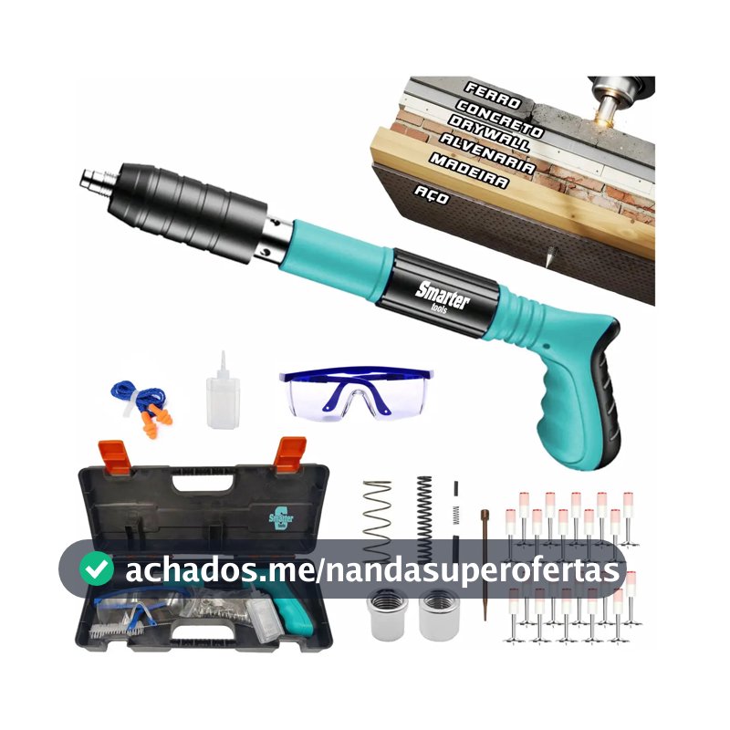 Pistola Fixação Finca Pino Ação Direta Pregos Epi Maleta Pinador Pregador Grampeador Rebitador De Prego Pressão Manual Ferramenta Para Drywal Gesso Concreto Aço Parede Forro PVC Grampo Smarter Tools