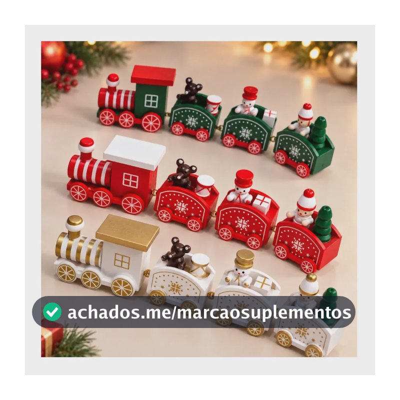 Trem De Natal Enfeite Trenzinho Vila Natalina Mdf Festa Vermelho Aleatório