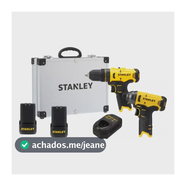 Kit Parafusadeira Furadeira e Parafusadeira de Impacto Stanley SCHI10D2FK Maleta 2 Baterias 1 Carregador