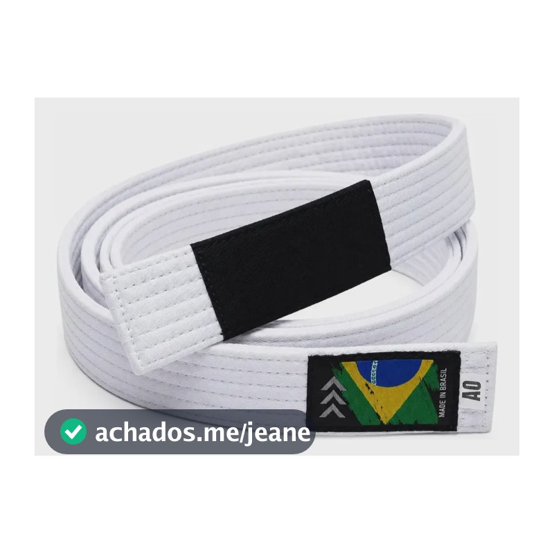 Faixa Branca Jiu Jitsu Reforçada Graduação Ponta Preta Branco A2
