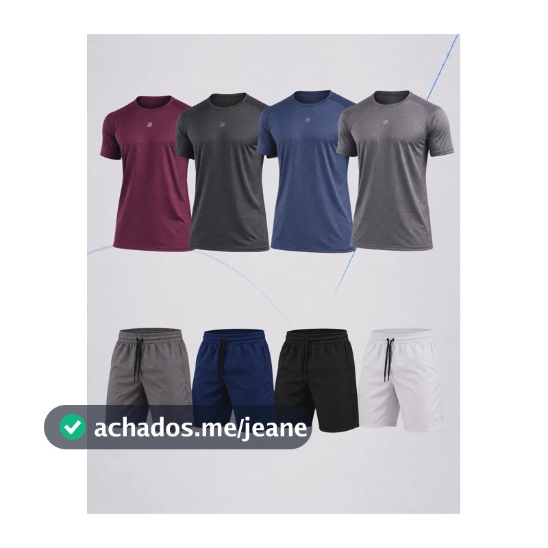 Kit 8 Peças Camisetas Dry Fit Mescla Shorts Tactel Academia Multicolorido Dry-mescla M