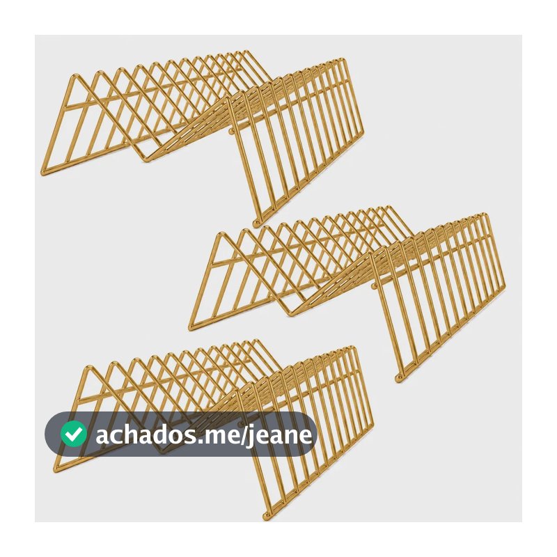 Kit 3 Porta Prato Organizador de Armário Multiuso e Escorredor Vertical Dourado Aramado para Cozinha com Espaçamento de 1,7cm para 12 Pratos Riga Metais Sanitários
