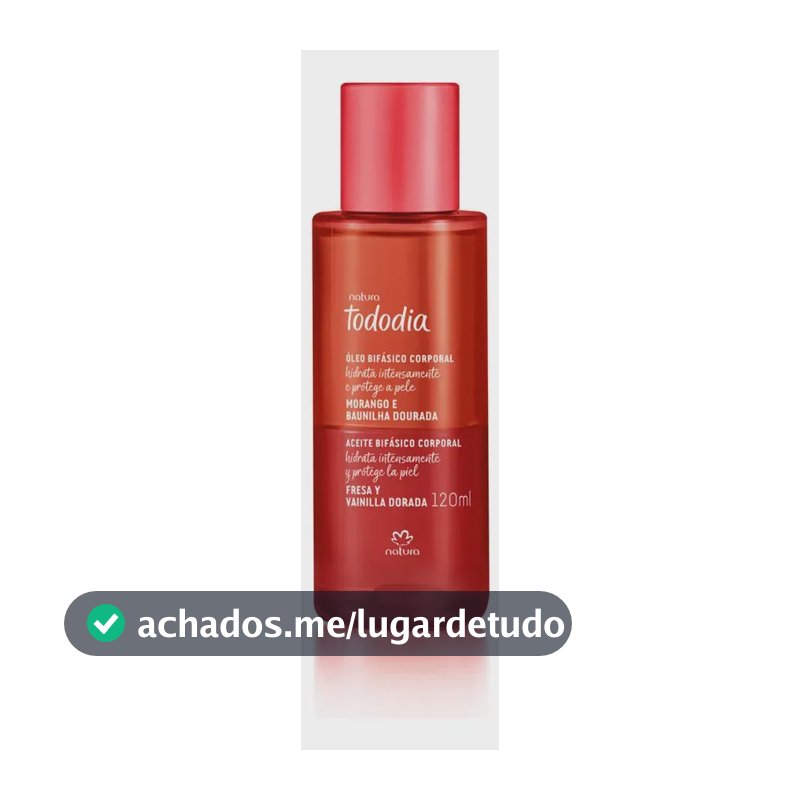 Óleo bifásico corporal Tododia morango e baunilha dourada