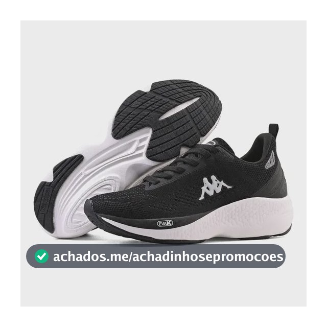 Tênis Kappa Pulse Academia Corrida Caminhada Original Unisex Preto/branco 40 Br