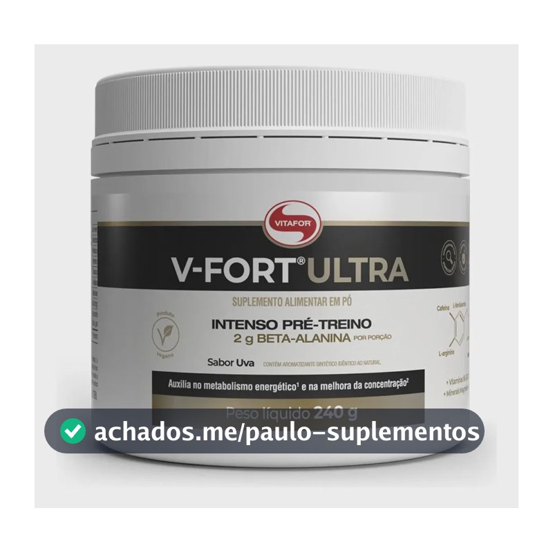 Pré-Treino V-Fort Ultra Vitafor 240g Sabor Uva