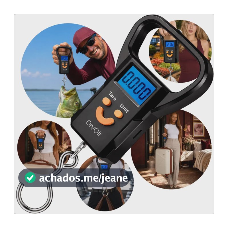 Balança Portátil Digital Até 50kg Para Bolsa Mala Viagem Bagagem Pesca Balança Para Pesca Peixe Com Gancho De Mão Pendurada