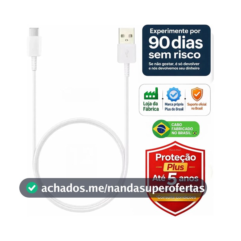 Plus do Brasil Cabo Usb Turbo Tipo C Para Samsung Galaxy S26 S25 S24 Plus S23 Fe S22 S21 S20 A16 A15 A22 A13 A14 A55 A53 A54 A06 A05s A20 A21 Apple iPhone 18 17 16 15 Carplay Android Auto BR